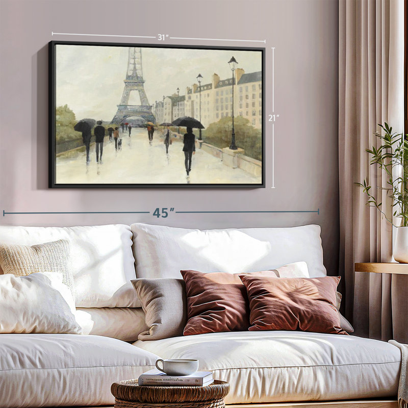 Eiffel sur toile sous la pluie, H 21 po x l 31 po