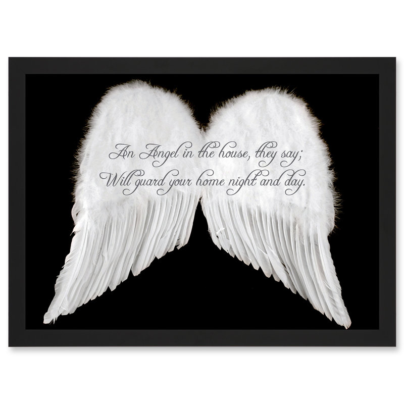 An Angel The House Guard Home Wings Quote Motivation Typography - Single Picture Frame Art Prints