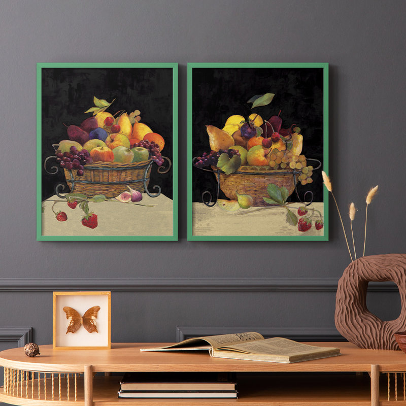 Corbeille de fruits I Revisit - reproduction encadrée de qualité supérieure - prête à être accrochée - aucun clou requis - aucun clou requis