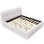 Lit plateforme tapissier très grand californien avec tête de lit, tissu molletonné berbère, support à lattes de bois, aucun sommier requis, blanc-475671746