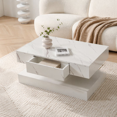 Table basse haute DEL 16,93 po, table basse moderne pour le salon, tables de salon, grands meubles de salon, lumières DEL