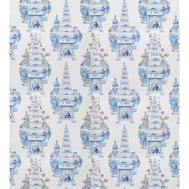 Rouleau de papier peint à motif de tulipes Royal L 24 pi x l 34 po Royal Delft, Bleu / Blanc