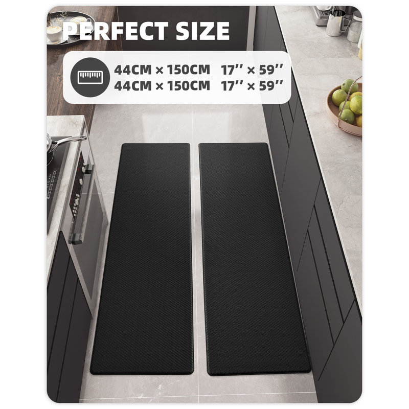 Tapis de cuisine anti-fatigue Jendrik, Noir, 17 po x 29 po et 17 po x 59 po