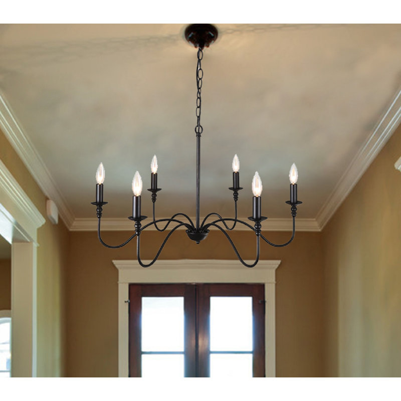 Lustre classique à 6 lumières de style bougie Baretta, Noir