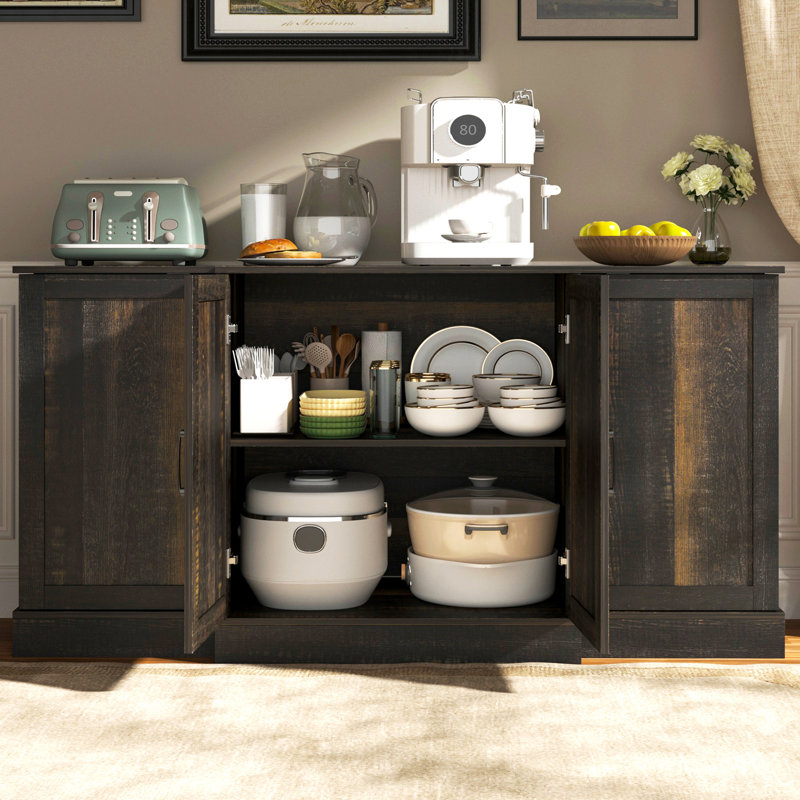 Buffet 59 po avec tablettes de porte et armoire de rangement à 4 portes