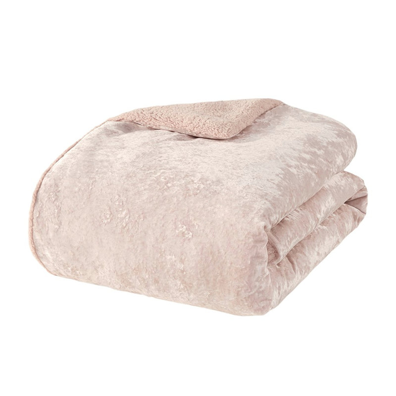 King/ King Comforter - Warm And Backing Pink Crushed Velvet