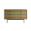 Commode 59 tiroirs 59,06 po Mid-Century vert sauge deux tons avec cadre en bois naturel et pieds noir mat