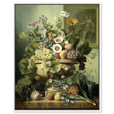 Nature morte, fleurs, fruits, art floral rétro sur toile par Art Remedy