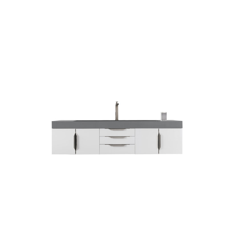 Mercer Island 72'' W Single Vanity, Brushed Nickel, Glossy White, Dusk Gray