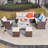 7-Piece Rattan Patio Sectional Sofa Set With Fire Pit Table