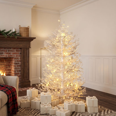 Sapin de Noël artificiel pré-illuminé de 1,20 m avec 230 lumières DEL, 280 extrémités de branches en PE, sections articulées et support métallique pliable