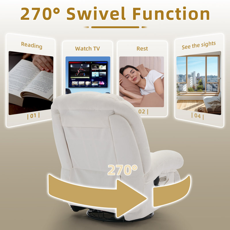 35.43" Wide Premium Electric Recliner Chair With Adjustable Heating, Multi-mode Vibration Massage, 360° Swivel & Power Tilt Function (set Of 2)