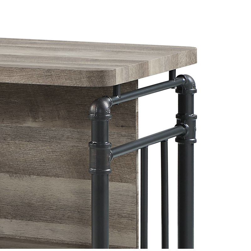 Table de hauteur comptoir en chêne antique et gris sablé