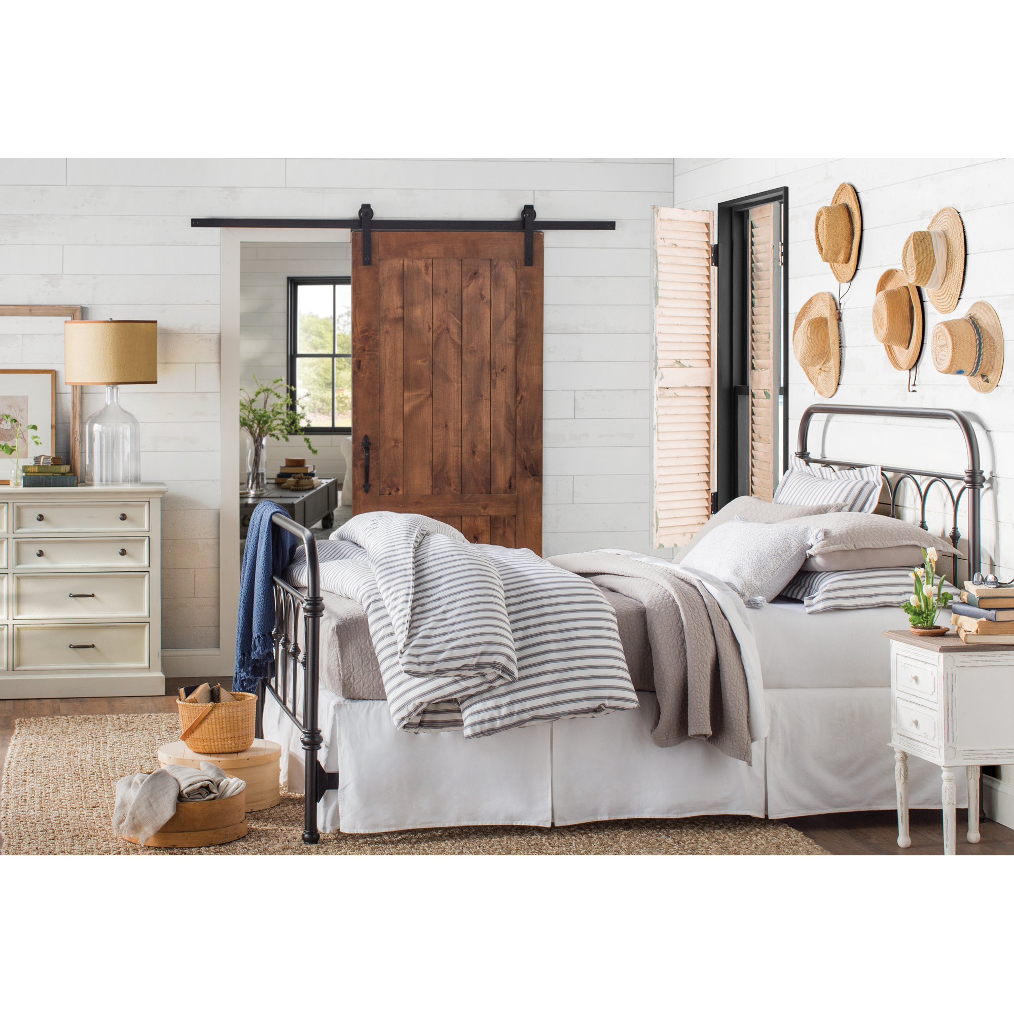 Keown Cotton Duvet Cover Set, Stone, King Duvet Cover + 2 Shams