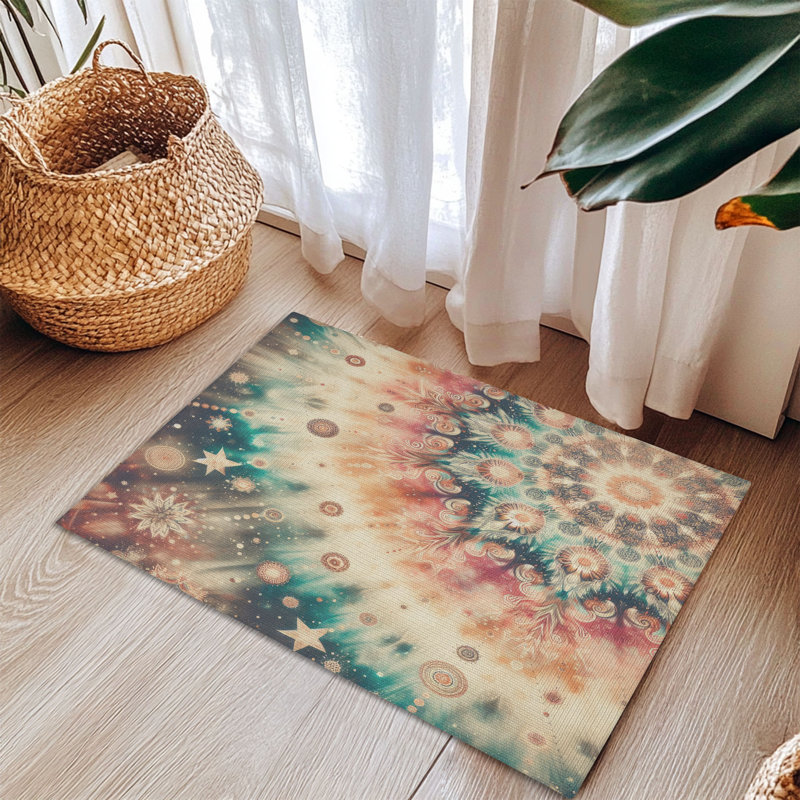 Tapis tressé à paillettes Glitter Tie-Dye Waves, Rectangulaire 3 pi x 5 pi