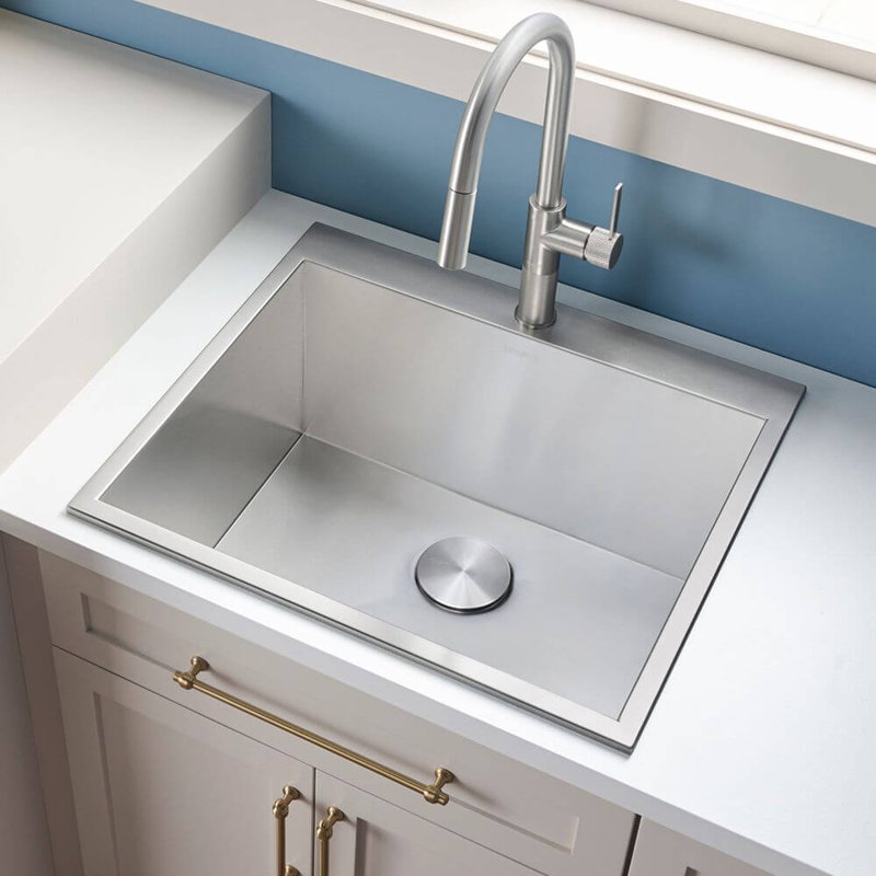 Ruvati Topmount Laundry Utility Sink 25" x 22" x 12" Deep 16 Gauge Stainless Steel