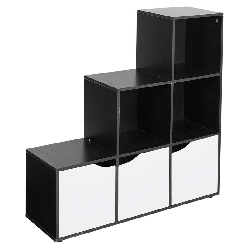 Ernest-Lee 90.5cm H x 89cm W Step Bookcase, Black