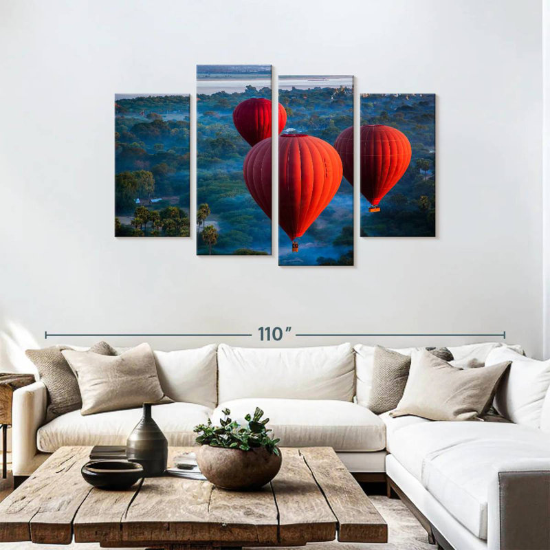 Mehar Red Hot Air Balloons, 48" H x 75" W