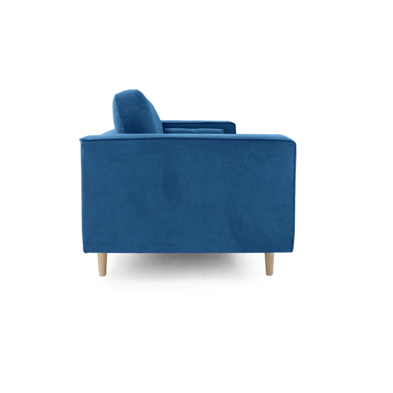 Boubacar 105cm Velvet Recessed Arm Sofa, Electric Blue