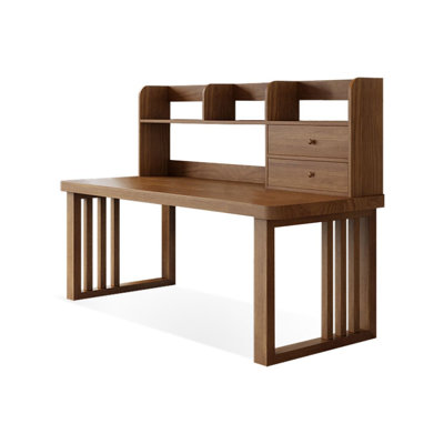 Walnut Rectangular Solid Wood Executive desk with drawers desk