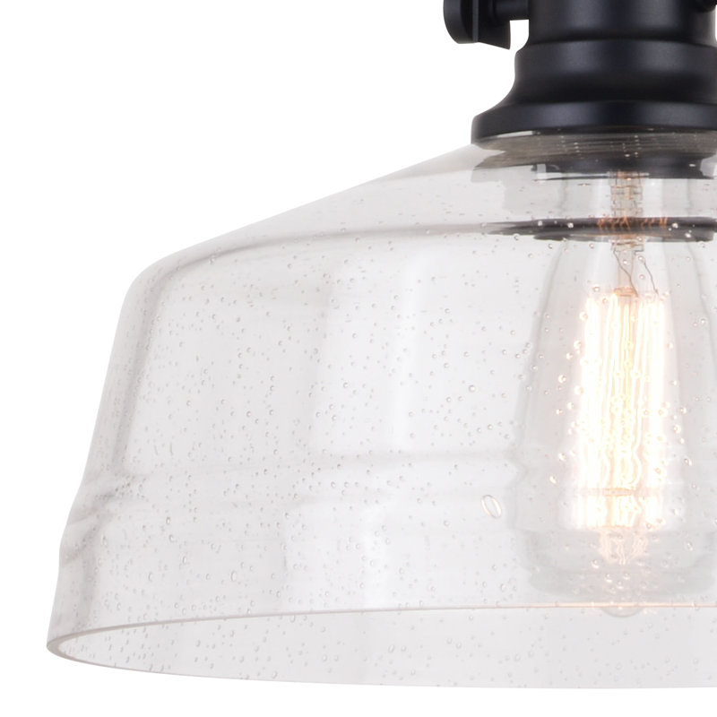 Manville 1 - Light Dome Pendant, 17" H x 12" W x 12" D, Black