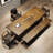Nut-brown Free form Solid Wood Dining Table-1829310124