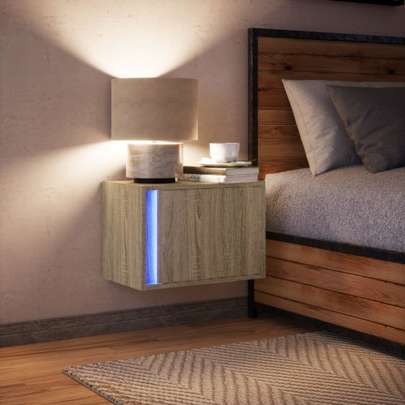 Daryana 50cm W Manufactured Wood Bedside Table, Sonoma Oak
