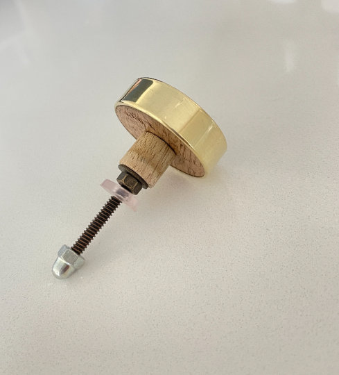 Round Brass And Rattan "merri" Cabinet Knob