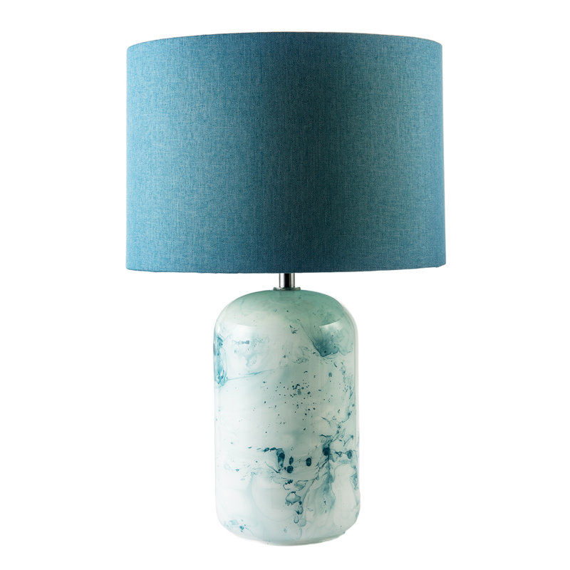 Glass Table Lamp, Teal/White, Teal