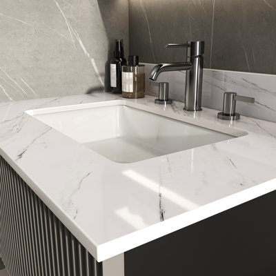 31 Inch Marble Vanity Top With Undermount Rectangular Sink And 3 Pre-Drilled Faucet Holes