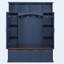 Banc de rangement en MDF pour hall d'entrée avec tablettes réglables, crochets dorés et armoires à chaussures rabattables-129882345