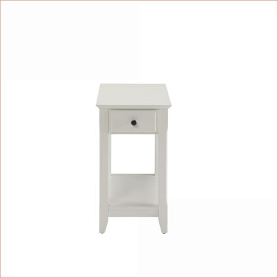 Table basse avec 1 tiroir et rangement Bertie, finition blanche, facile à assembler pour le salon