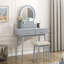 Magnifique commode de salle de bain avec miroir et tabouret à finition grise-132945080