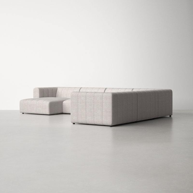 Bowry Upholstered Sectional, 28" H x 157" W x 129" D, Neutral Sandstone Polyester, Reversible