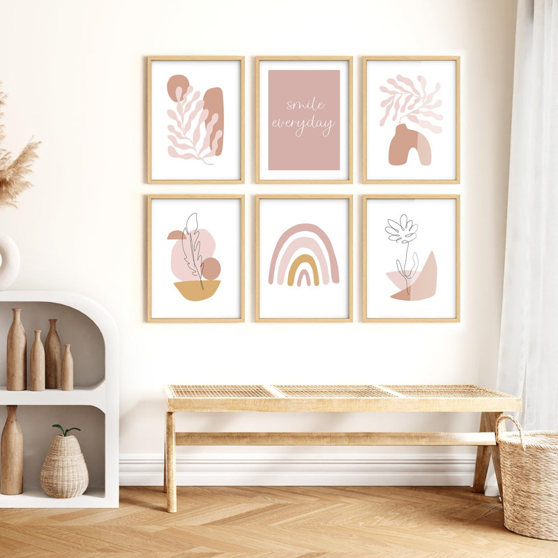 Décoration murale encadrée, ensemble d'inspiration boho abstraite et minimaliste, illustrations modernes et décoratives pour salon, chambre à coucher, bureau