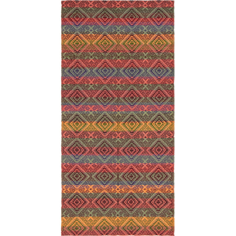 Tapis tissé à la main 5 pi 4 po x 11 pi 4 po en laine rouge foncé/bleu/doré tissé à la main Brimmer