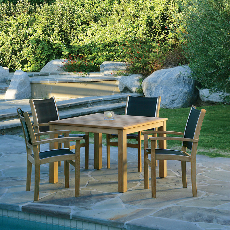 St. Tropez Stacking Teak Patio Dining Chair, Slate