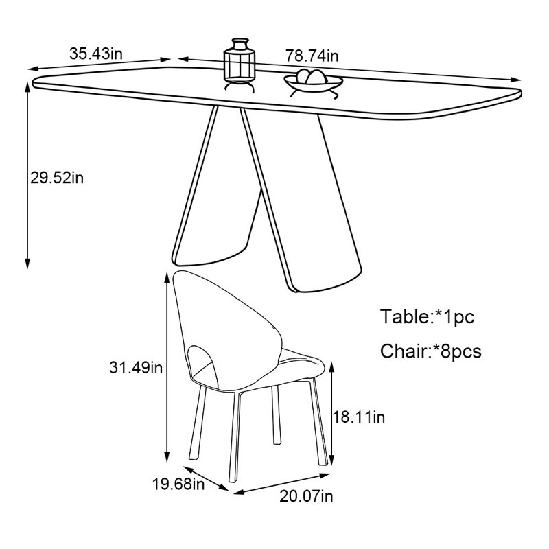 Spurlock, 29.52"H x 78.74"L x 35.43"W