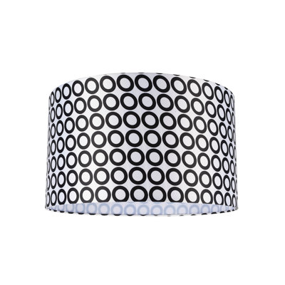 Abat-jour tambour en satin de coton H 10 po (araignée) en noir/blanc
