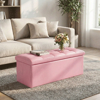 Upholstered Storage Bench Ottoman Versatile Design for Bedroom or Living Room, Perfect for Seating and Organization