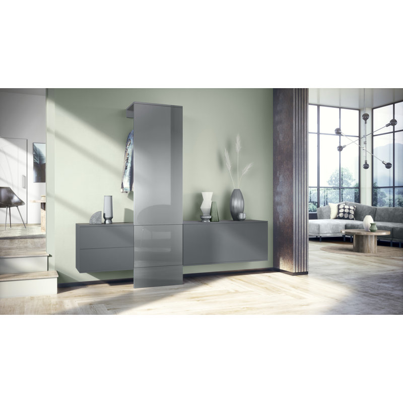 Chappa Hall Tree with Shoe Storage, High-gloss grey