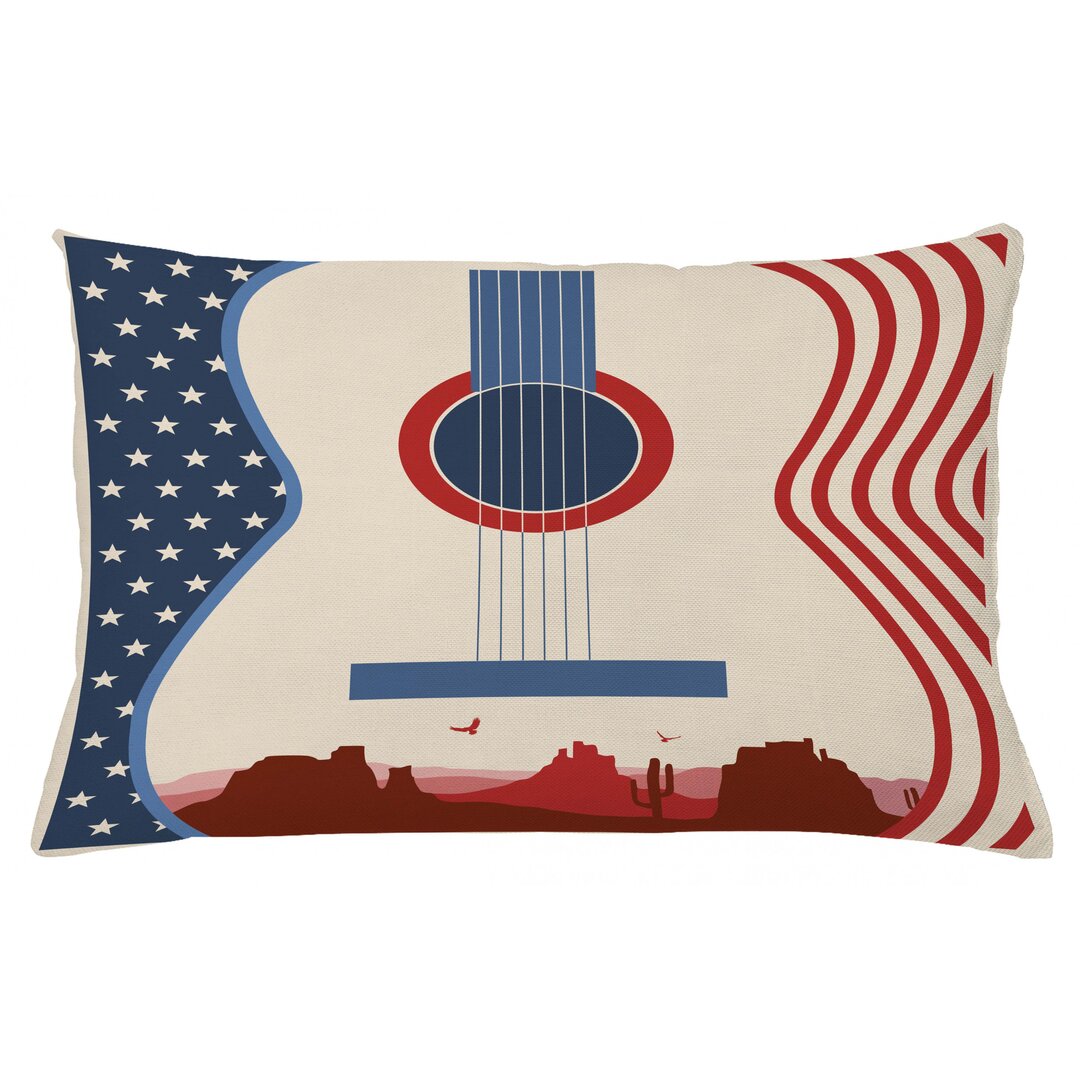 Kissenbezug, Country-Musik Gitarre, amerikanisch, Creme Rot Blau