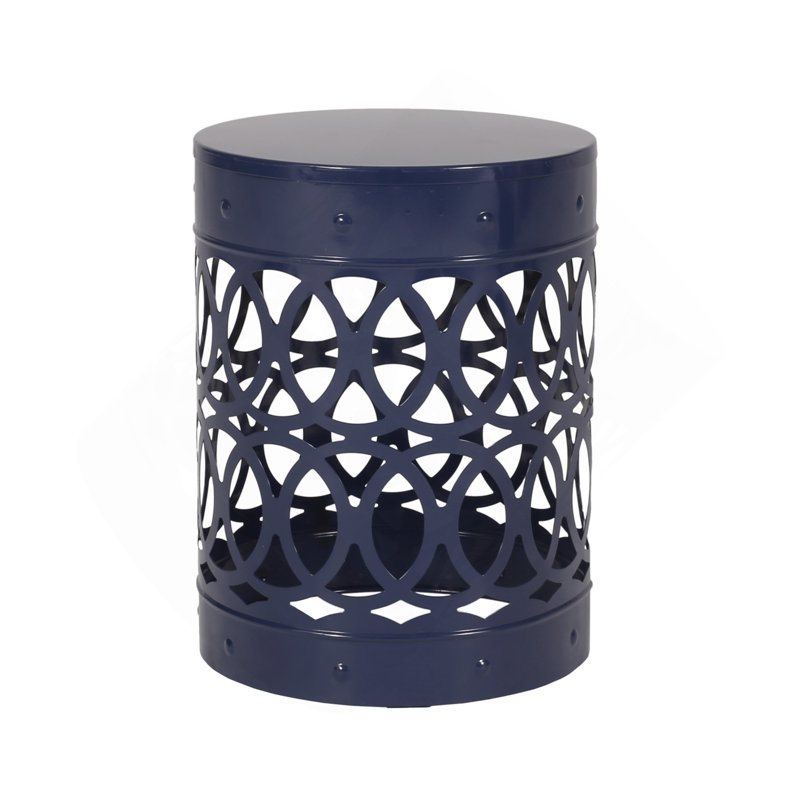 Outdoor Metal End Table -Large, Navy Blue