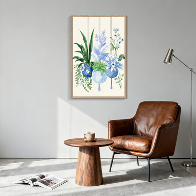 Floral Hanging Canvas Framed Wall Art Oil Painting Print Set Of 1，36x 48 inch