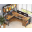 Meuble d'appoint en L Roarke de 62 po avec vaisselier et armoire, brun-1714432197