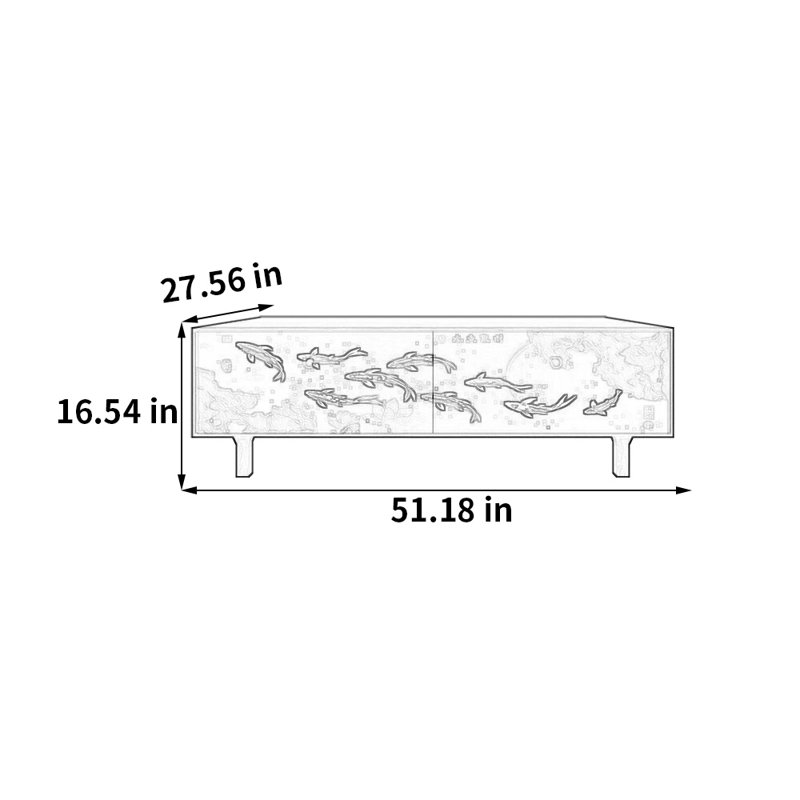 Table basse avec rangement peint français rétro, Blanc