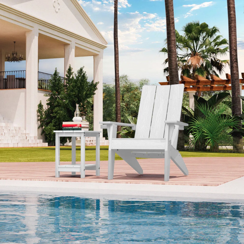 Outdoor Side Table Adirondack Tables Weather Resistant Patio Table Plastic Outdoor End Tables（Set Of Two）, White