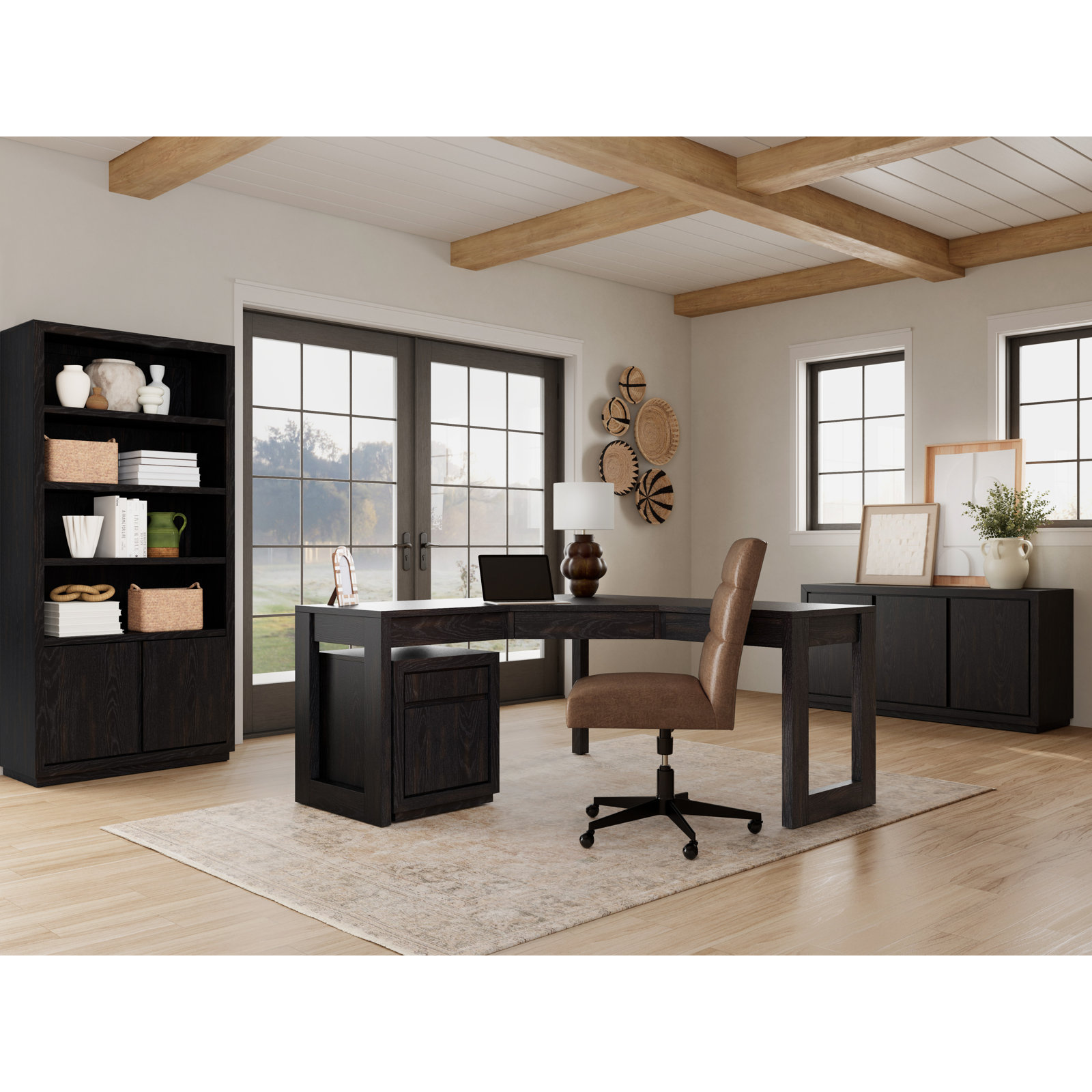 Chris 36" Oak Bookcase, Black