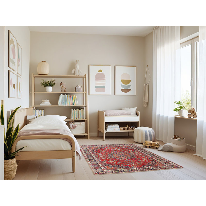 Rouge/noir/brun Tapis décoratif Bethanie, Rectangle 4 pi x 6 pi