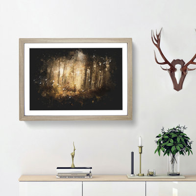 Forest In An Orange Glow Paint Splash - Picture Frame Graphic Art